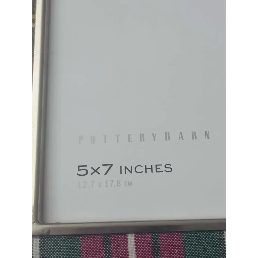 Pottery Barn Stewart Plaid Frame Stainless Frame Nickel Finish 5x7 Plaid Mat